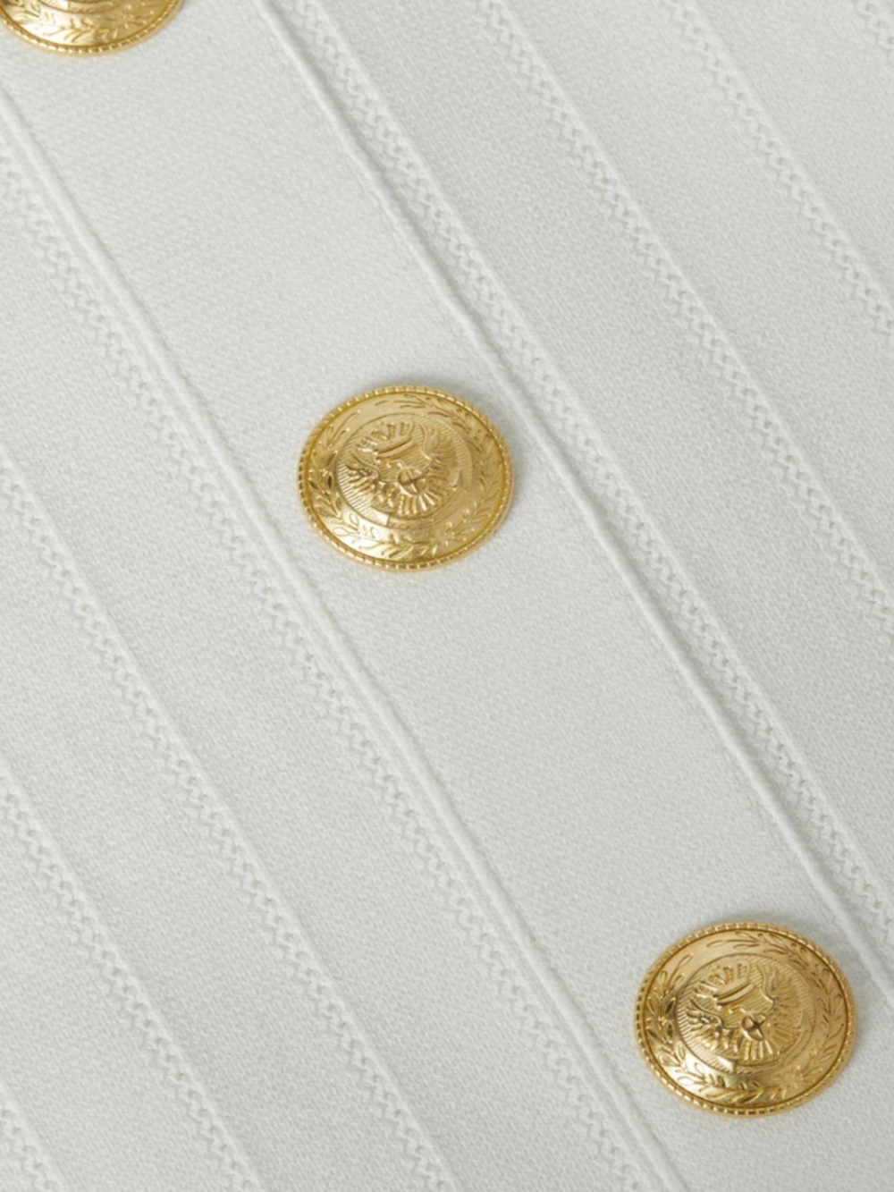 L'AGENCE White Ribbed Midi Dress with Gold Buttons - Picture 3 of 7